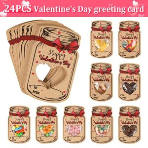 Gift Wrap 24Pcs Valentine's Day Candy Bag Greeting Card Cartoon Ins Couple Drifting Bottle Snack Lollipop Packing Wedding Party