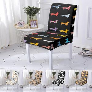 Chair Covers Cute Animal Print Seat Cover Anti-dirty Elastic Slipcover For Restaurant Decor Removable Dining