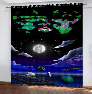 Top Cartoon Digital Printing Punch-Free Boys Dormitory Shading Bedroom Cartoon Curtain Production Only Curtains