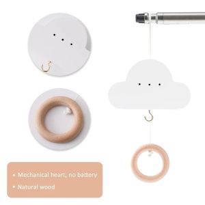 Newborn Crib Cloud Music Box Wood Bed Bell Rattles Toy Mobile Toddler 0-12 Month for Baby Carousel for Cot Kids Musical Toy Gift