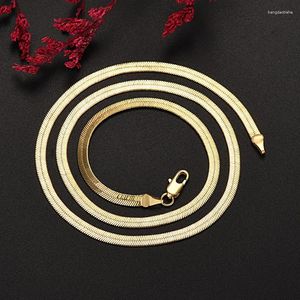 Correntes 925 Corrente de ouro de prata esterlina 18K Calha de clavícula plana de 4mm para mulheres Lady Lady Jóias Cara Noble Noble