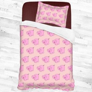 Bedding Sets Pink 2-Piece Set Cartoon Pig Style 3D Printing Home Textile Bedspread Cover