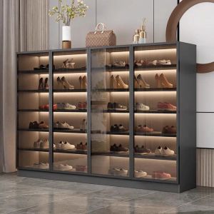 large capacity Shoe cabinet entrance household use high vertical glass door for entrance cabinet schuhschrank furniture