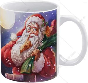 Mugs Retro Christmas Santa Claus Mug Winter Holiday Ceramic Drinking Cup With Handle Coffee 11oz For Office Home DIY Gift