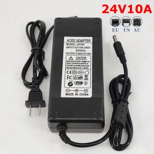 Ładowarki 100240V AC do DC 24 V 10A Adapter zasilający Adapter ładowarki 5,5 mm x 2,5 mm wtyczka US AU Plug 24V/10A Zasilanie wzmacniacza