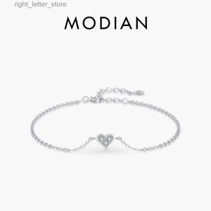 Bangle Modian 2023 Ny design True 925 Pure Silver Cz Armband Fashion Crystal Wedding Ladies Classic Romantic Jewelry YQ240409