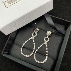 Designer Mui Mui Jewelry Miaos New 8-line Full Diamond Earrings French Light Luxury Celebrity High Quality Crystal Silver Needle