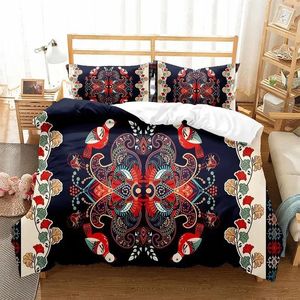 Bettwäsche -Sets Bettdecke Luxus 2/3 Stück Set Duvet Cover European Style Boho Blume 2 Menschen Winter