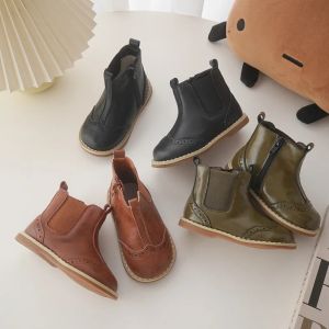 Stiefel Kinderstiefel Retro Girls Chelsea Boots Mode Vintage Microfiiber handgefertigte Kinder Boots Jungen Mädchen Western Boot