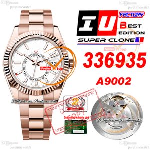 Sky Dweller 336935 A9002 Automatic Mens Watch IUF 42mm Rose Gold White Dial 904L OysteSteel Bracelet Super Edition With Smae Serial Card Watches Puretime Reloj PTRX