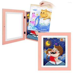 Frames massives Holz einzigartige Designkunst-Arbeit Kinder Magnetische Bild Display Desktop Ornamente Ölmalerei PO Rahmenkunst