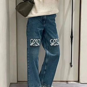 2024womens Undefined Jeans High Waist Openwork Patched Embroidered Loewe Straight Trousers Jeans Embroidered style Big and Tall Sizes Plus Oversize 5XL