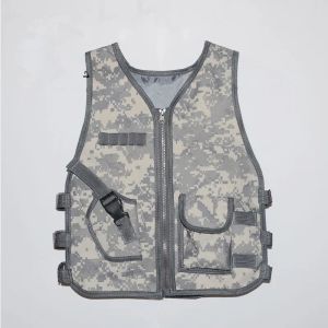 Militära barn kamouflage airsoft väst barn som jagar kläder taktiska cosplay kostym sniper cs war game waistcoat