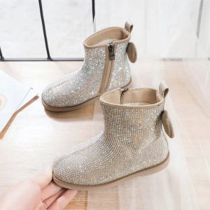 Stivali ragazze rhinestone stivali cistalli stivali corti scintillanti scintillanti scarpe luccicanti feste kaki per le scarpe da regalo per il capodanno natalizie invernali