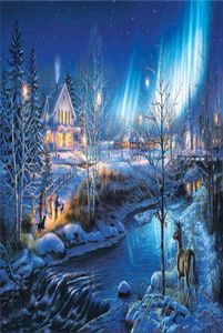 Diamond Mosaic Full Round Diamond Embroidery Needwork Landscape Aurora Night Diy Diamond Målning Cross Stitch Kits Mosaic Home 4642880