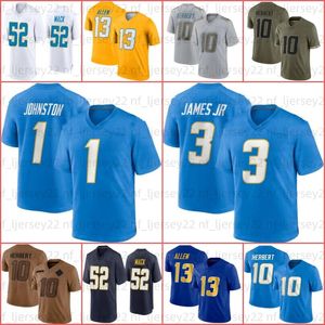 1 Quentin Johnston Justin Herbert Football Jersey Derwin James Joey Bosa Austin Ekeler Mike Williams LaDainian Tomlinson Khalil Mack Samuel Jr