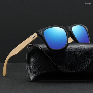 Óculos de sol Moda Bambu Wood Square Vintage Homens Mulheres Designer Sol Copos de madeira Dirigindo pesca UV400 Eyewear