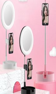 Foldbar LED -spegel smink skrivbord med lätt justerbar ljusring selfie lampa live po pografi spegel5928490