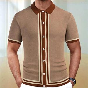 Erkek Polos Mens Örme Polo Gömlek Modaya Modeli Yüksek Kaliteli Retro Kısa Kollu Akıllı T-Shirt 2024 İlkbahar ve Yaz Stili