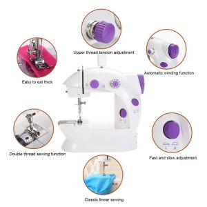 Small Electric Sewing Machine Mini Home Hushållsmaterial Portable Nybörjare Kit Mini Sewing Toys Light Ending Crafts Toy New