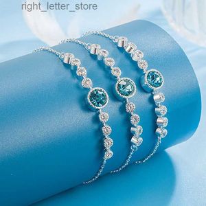 Bangle Hoyon New Ocean Heart Bracelet Womens Fashion Edition Crystal Armband Studentin Freundin Schmuck Valentinstag Geschenk YQ240409