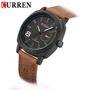 2016 New Fashion Business Quartz Watch Männer Sport Uhren Mark Militär Uhren Männer Corium Leder Armband Armee Armbandwatch 1662843