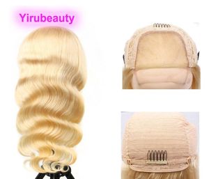 Malaysian Human Hair Blonde Color 1232inch 613 Body Wave Straight 100 Human Hair 4X4 Lace Front Wig Pre Plucked Four By Four Wi5922225