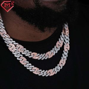 Iced Out Hiphop Rapper White Rose Gold Plated Sier Moissanite Cuban Link Chain
