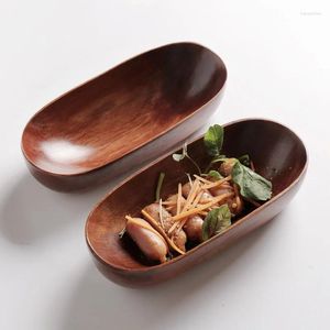 Tigelas Tigela / bandeja em forma de barco para salada de frutas ou lanche de madeira artesanal de madeira artesanal