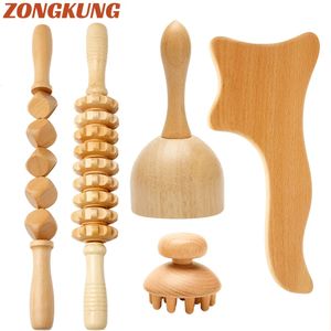 Holztherapie Massage Toolswayden Massager Rollgua Sha Cupmaderoterapia Kit für lymphatische Drainier -Cellulit 240329 240329