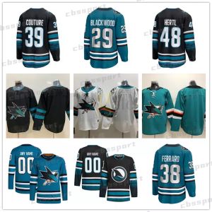 San Custom Jose Sharks Hóquei Jerseys 41 Vitek Vanecek 44 VLASIC Marc-Edouard 18 Filip Zadina Fabian Zetterlund Mackenzie Blackwood Thomas Bordeleau Kyle Burroughs