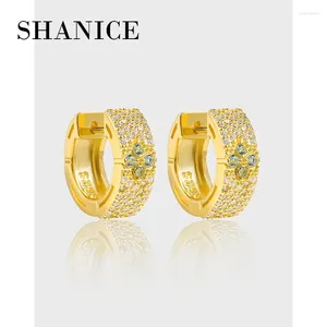 Stud Earrings SHANICE S925 Pure Silver Clover CZ Hoop For Women Simple Versatile Girls Statement Jewelry