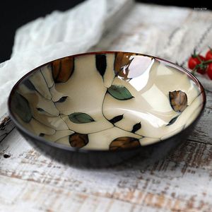 Skålar högkvalitativ japansk stil keramisk bordsartiklar Vine Leaf Soppa skål Nudel ris sallad porslin