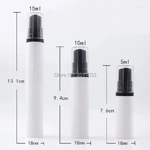 保管ボトル50pcs 5ml 10ml 15mlミニホワイトエアレスブラックポンプボトル化粧品用エマルジョンクリームファンデーションローション