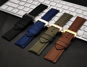 22mm 24mm 26mm Black Blue Brown Green Canvas Nylon Fabric Leather Watch Band Armband Buckle Clasp for Panerai Strap Tools 9648552