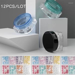 Depolama Şişeleri 12 PCS 3G Kare Dökümlü Krem Kutu Şişesi Makyaj Kavanoz Kozmetik Örnek Boş Kap Plastik Yuvarlak Kapak Küçük Göz Farı
