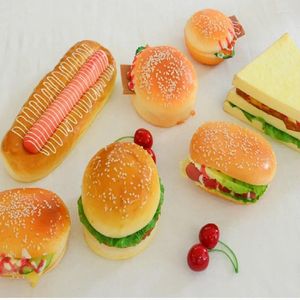 Flores decorativas simulação pão sanduíche de hambúrguer restaurante Model decoração suprimentos de mobiliário artigos artesanato plástico brinquedos alimentos brinquedos