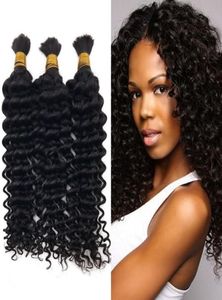 3pcs Human Hair Deep Wave Bulk Malaysian Unprocessed Hair Natural Color Curly Bulk Hair For Braiding FDSHINE7981517