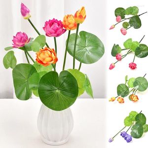 Dekorativa blommor Diy Big Lotus Cloth Artificial Home Garden Decoration Fake Plants lämnar Blomma arrangemang Flores Artificales