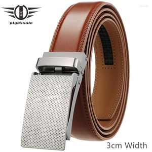 Belts 3cm Width Dark Brown For Men Ratchet Dress Automatic Buckle Strap Business Casual Brand Genuine Leather B913