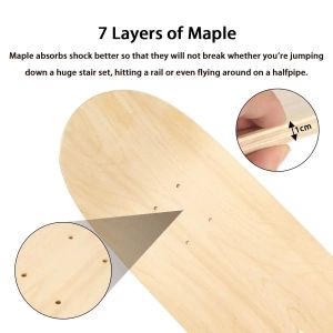 DIY Deck Skateboarde Maple Skateboard Deck 7 Schichten Holz Maple Doppelkonkave Skatetafel 8 Zoll Longboard Double Rocker