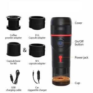 3 in 1 Mini macchina per caffè espresso per auto portatile per capsula caffettiera caffettiera per caffè espresso per casa con tazza di caffè