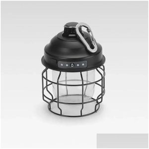 Lanterne portatili mini metallo vintage sospeso ricaricabile a 3600 mAh batteria calda a led a led tenda leggera per esterno dro dhtcv