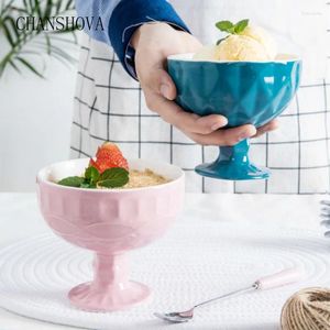 Bowls Chanshova Creative Ceramic Goblet Ice 200 ml och 350 ml Cream Milkshake Bowl Dessert Soup Large Cup H104