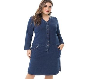 Miaoke 2020 Spring Ladies Plus Size Denim Dress Womens Elegant Clothing Largeサイズ長袖ドレス7542718