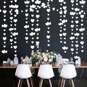 Party Decoration White Valentines Day Heart Garland Decor Anniversary Love Hanging Paper Streamer Banner For Wedding Bachelorette Supplies