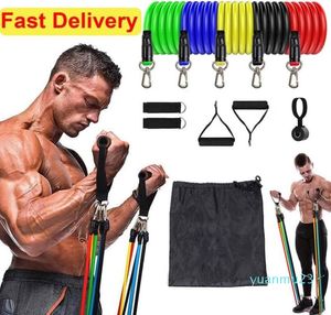 11pcsset Exercises Resistance Bands Latex Tubes Pedal Excerciser Body Home Gym Fitness Training Workout Yoga Elastic Pull Rope