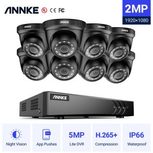 Steuerung von Annke 8ch 1080p FHD Videoüberwachungssystem H.265+ 5in1 5MP Lite Recorder 1080p Weather Weather Weather Security CCTV -Kits im Freien im Freien übertrifft