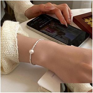 Bangle Design Light Luxury Exquisite Elegant Pearl Armband för kvinnor Fashion Sier Color Jewelry Accessories Gifts Drop Delivery Brace DHZ4U