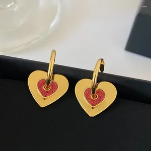 Dangle Earrings Designer Brand Removable Red Heart Gold Woman Luxury Jewelry Partyギフト